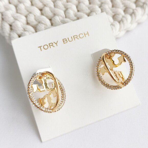 Tory Burch Miller Gold Crystal Pavé Multi Hoop Earrings - Picture 1 of 3